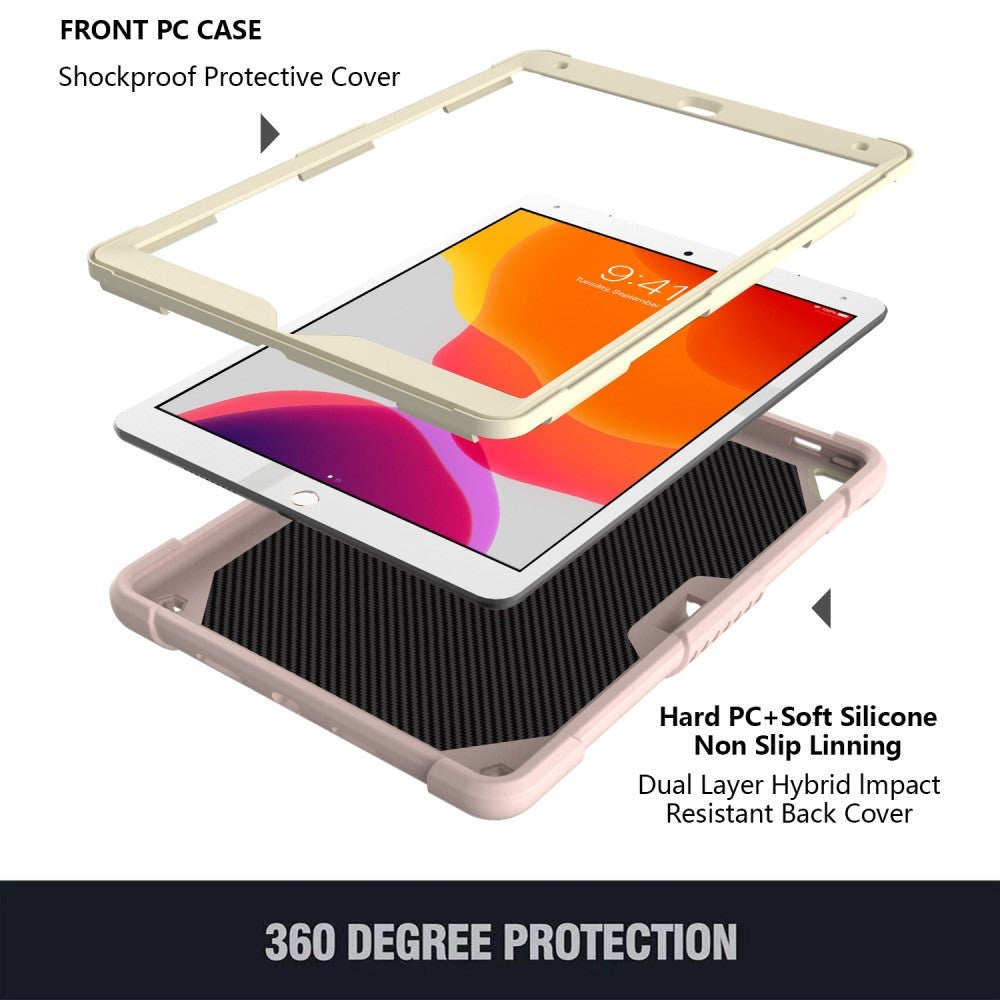 iPad 10,2" (2021 / 2020 / 2019) Butterfly Kickstand Kids Case - Rosa og grå