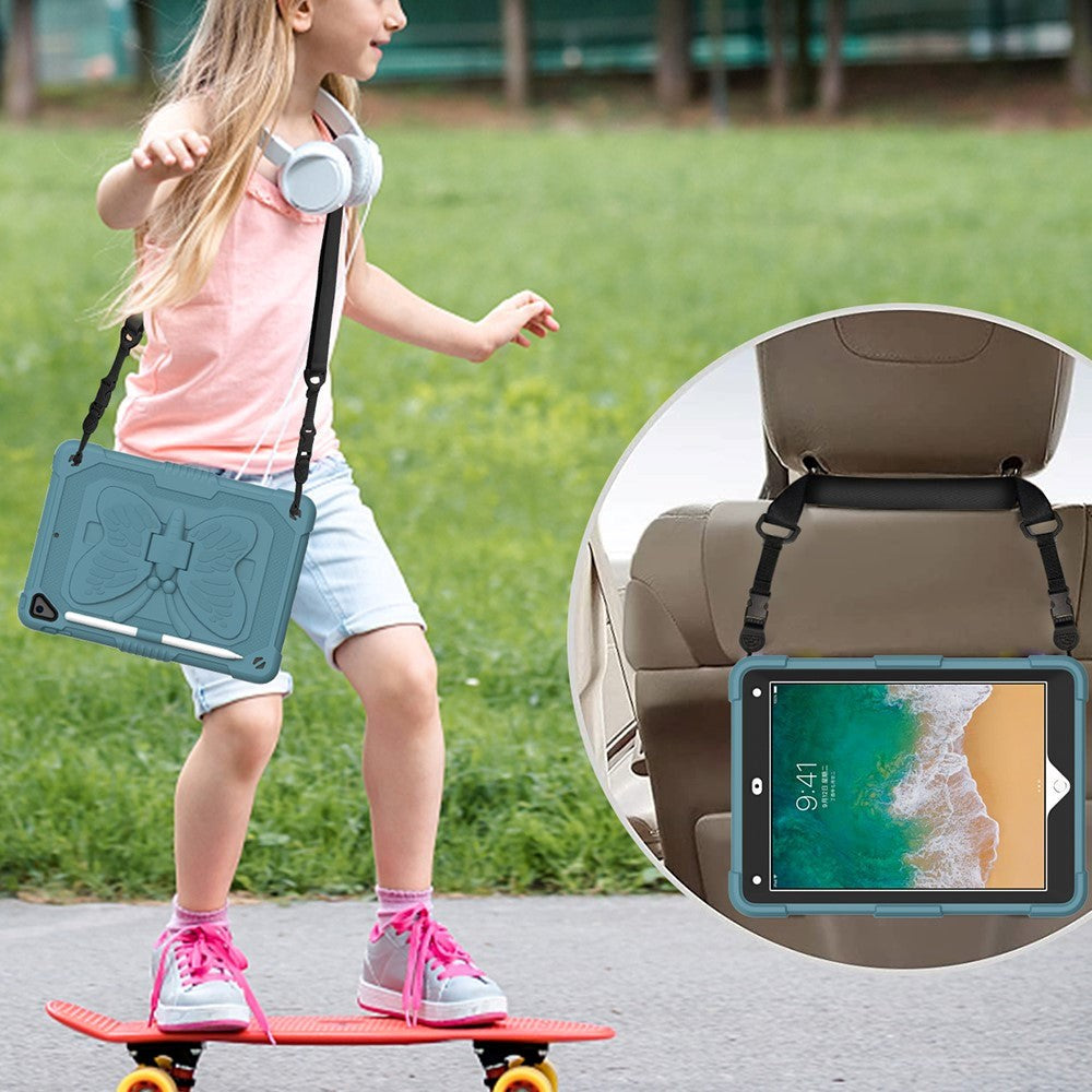 iPad (2018) / iPad (2017) / iPad Air 2 Butterfly Kickstand Kids Case - Mørkegrønn