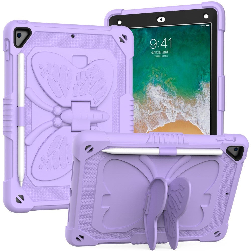 iPad (2018) / iPad (2017) / iPad Air 2 Butterfly Kickstand Børne Cover - Lilla