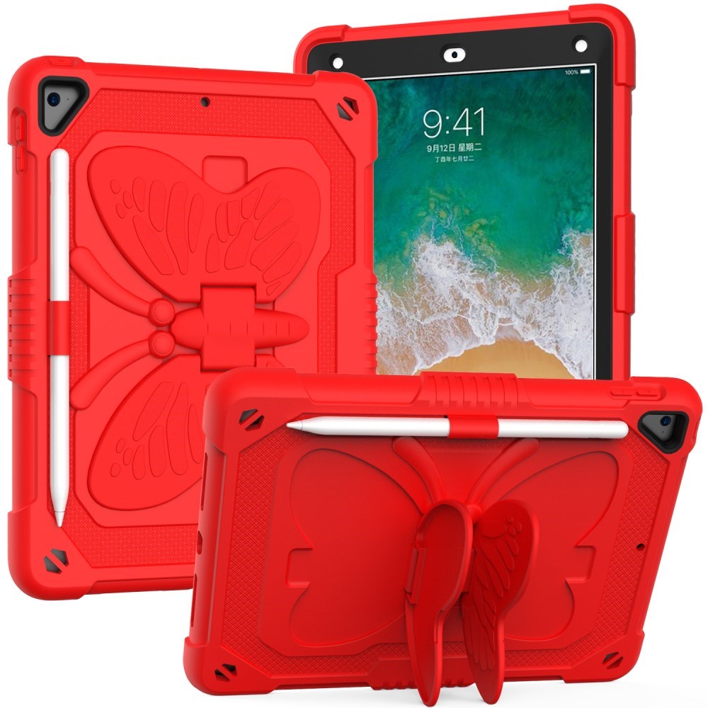 iPad (2018) / iPad (2017) / iPad Air 2 Butterfly Kickstand Børne Cover - Rød