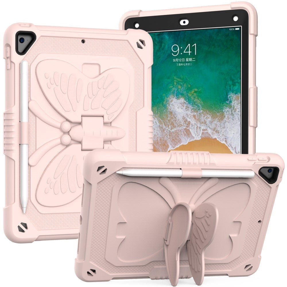 iPad (2018) / iPad (2017) / iPad Air 2 Butterfly Kickstand Børne Cover - Pink