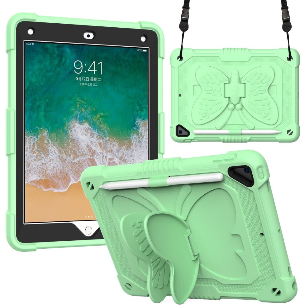 iPad (2018) / iPad (2017) / iPad Air 2 Butterfly Kickstand Kids Case - Grønn