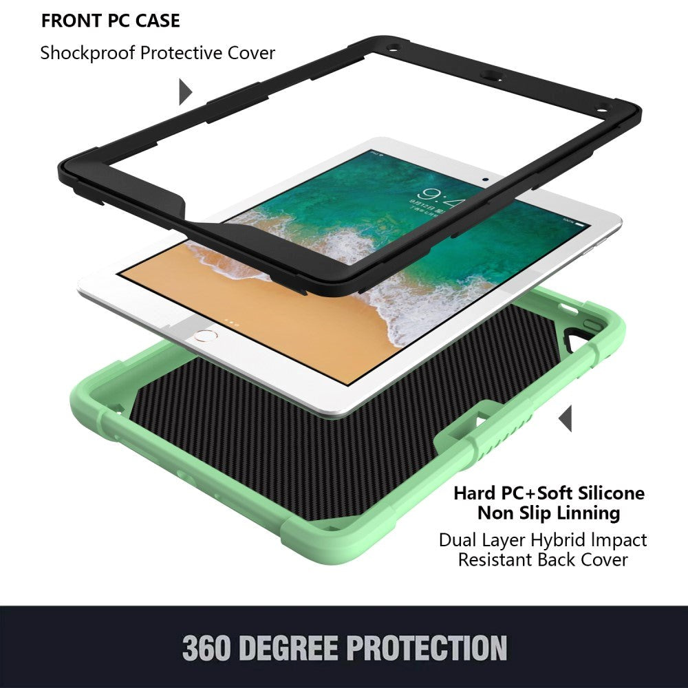 iPad (2018) / iPad (2017) / iPad Air 2 Butterfly Kickstand Kids Case - Grønn