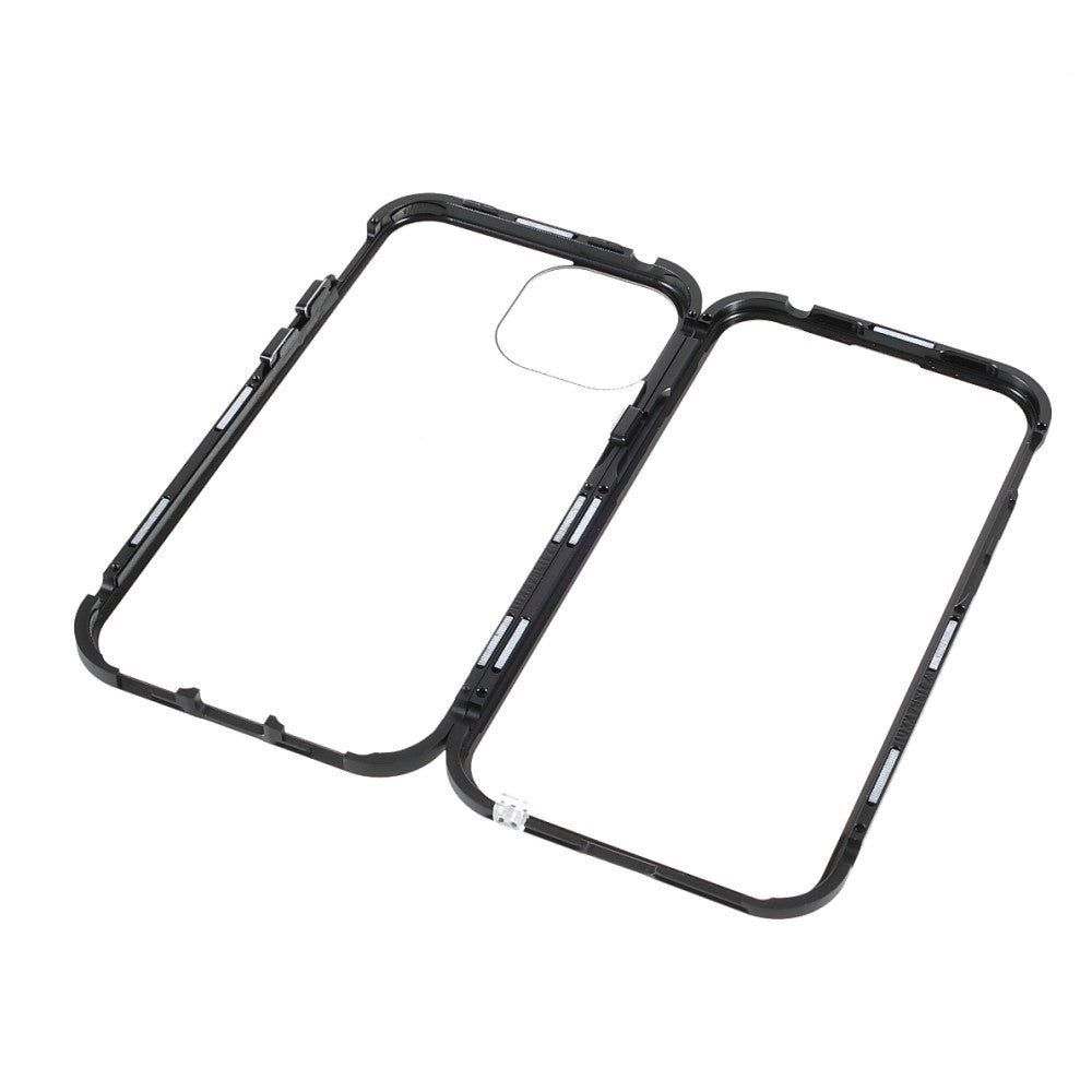iPhone 13 magnetisk metalldeksel m. Glass foran og bak - svart