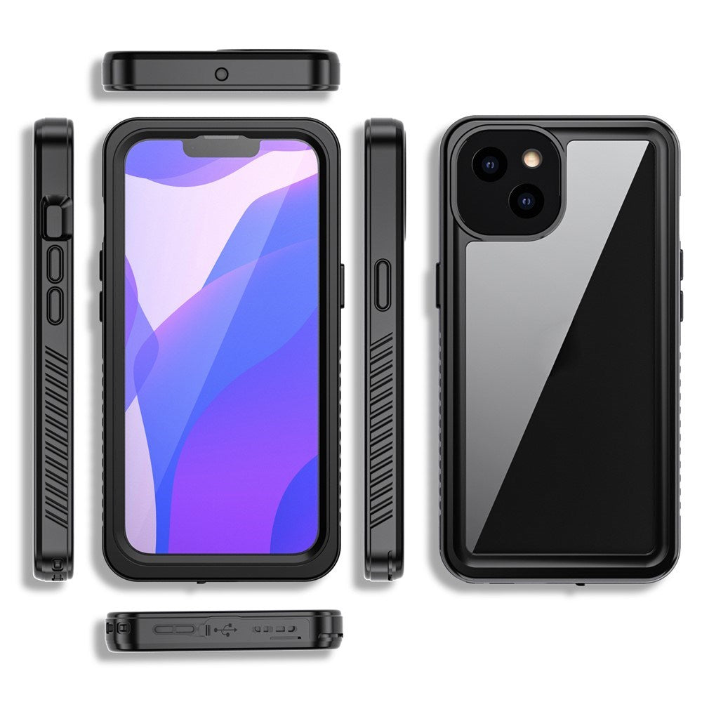 iPhone 13 IP68 Støv- & Vandtæt Case - Gennemsigtig / Sort