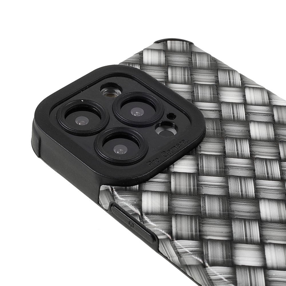 iPhone 13 Pro fleksibelt plastdeksel - vevd tekstur - grå