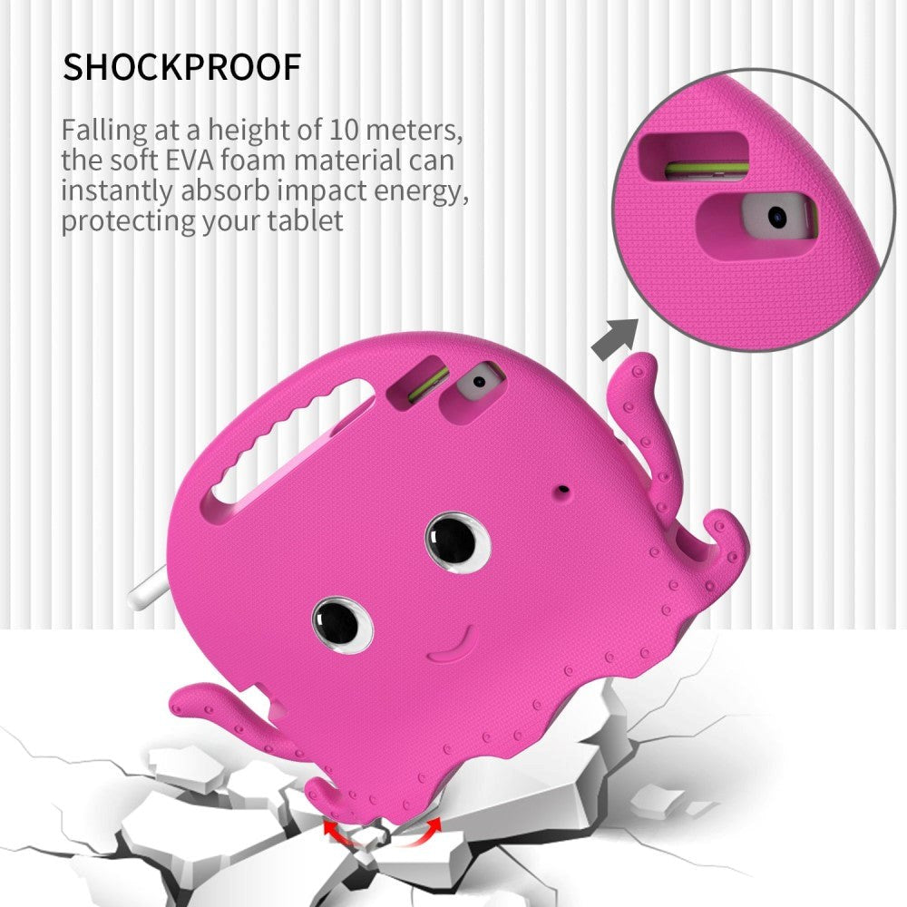 iPad 10.2" (2021 / 2020 / 2019) / iPad Pro 10.5 / iPad Air (2019) EVA barnedeksel med skulderstropp - blekkspruttema - rosa