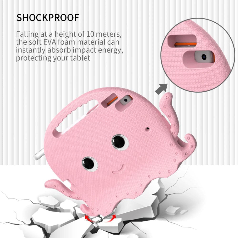 iPad 10.2" (2021 / 2020 / 2019) / iPad Pro 10.5 / iPad Air (2019) EVA Kids Case m. skulderstropp - Octopus Theme - Rosa