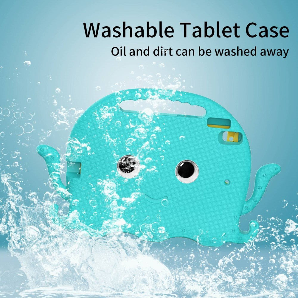 iPad 10.2" (2021 / 2020 / 2019) / iPad Pro 10.5 / iPad Air (2019) EVA barnedeksel med skulderstropp - blekkspruttema - Turkis