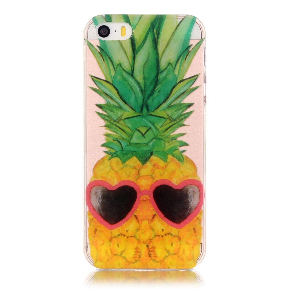 EIDERWOOD iPhone SE / 5 / 5s Fleksibelt plastdeksel m. Trykk - Ananas