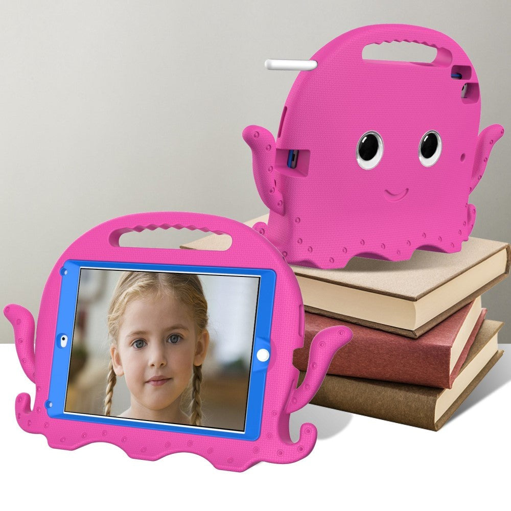 iPad (2018) / iPad (2017) / iPad Air 2 / iPad Pro 9,7" EVA barneveske med skulderstropp - blekkspruttema - rosa