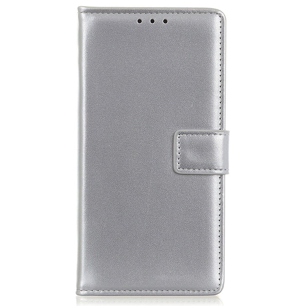 iPhone 14 Plus Leather Flip Cover m. Kortholder - Sølv