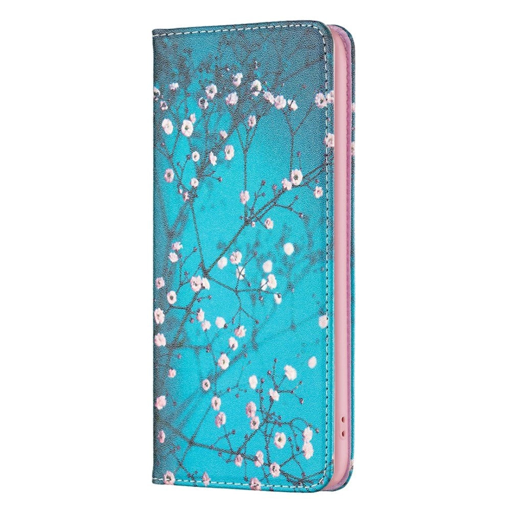 iPhone 14 Pro Leather Flip Cover m. Veske og stående funksjon - Blomstrende