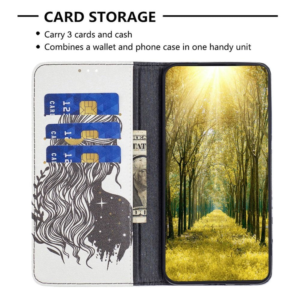 iPhone 14 Pro Leather Flip Cover m. Lommebok og stativfunksjon - Jente