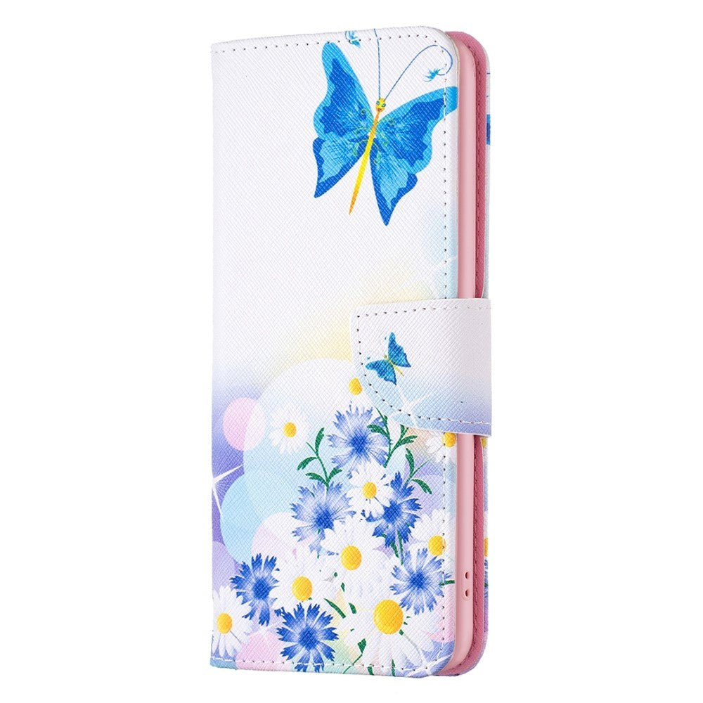 iPhone 14 Pro Max Leather Flip Cover m. Lommebok og trykk - Sommerfugl