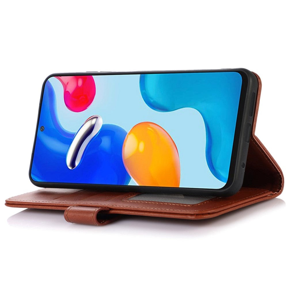 iPhone 14 Plus flip-deksel i kunstskinn m. Kortholder - Brun