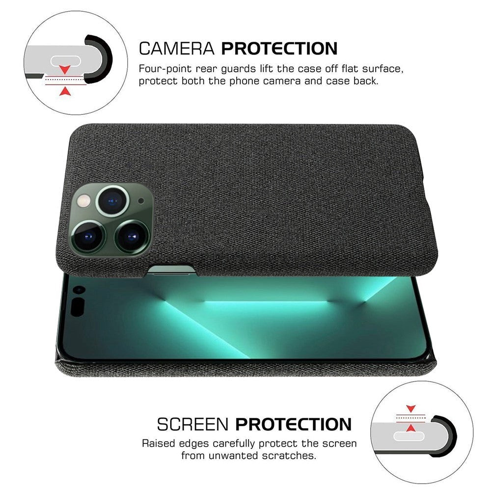 iPhone 14 Pro Stoffdekket plastbakdeksel - Svart