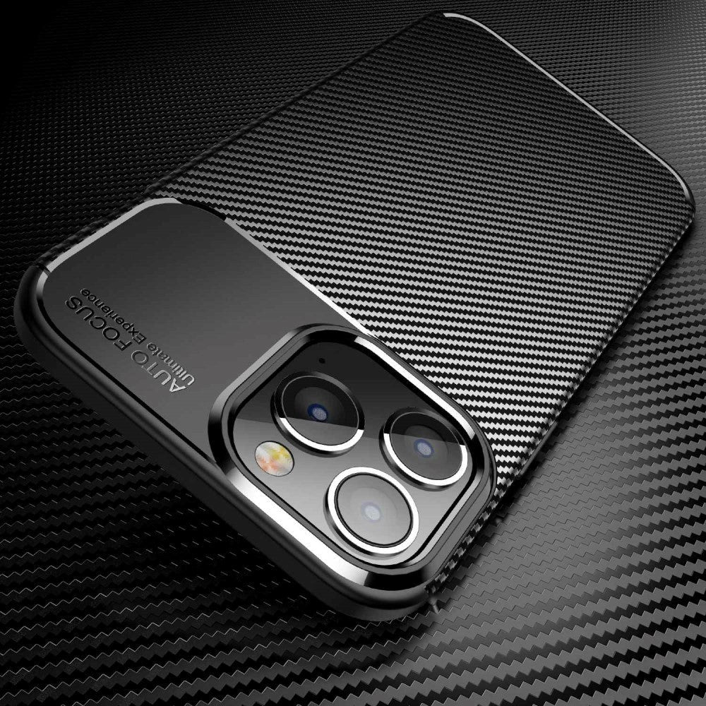 iPhone 14 Pro Carbon Fiber fleksibelt plastdeksel - svart