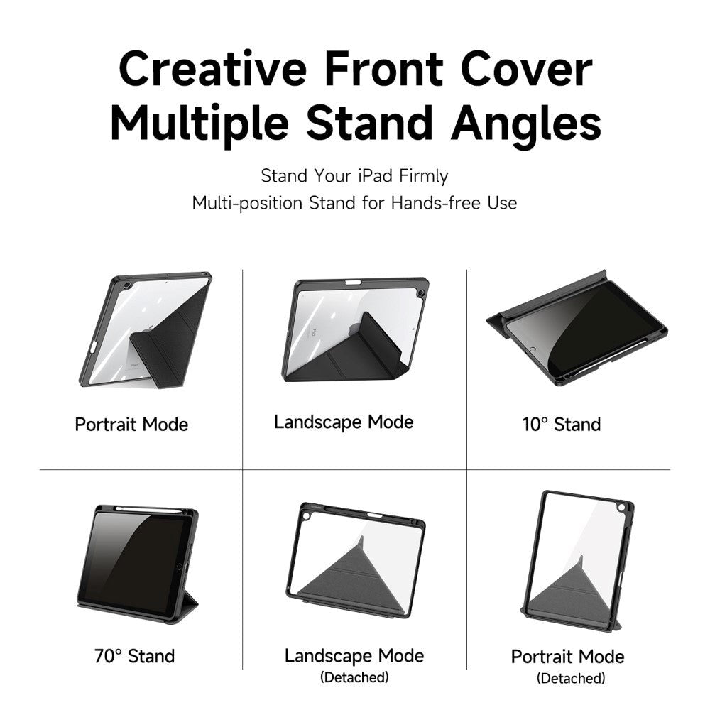 iPad 10.2" (2021 / 2020 / 2019) PU Læder / Plastik Flip Cover - DUX DUCIS MAGI Series - Gennemsigtig / Sort