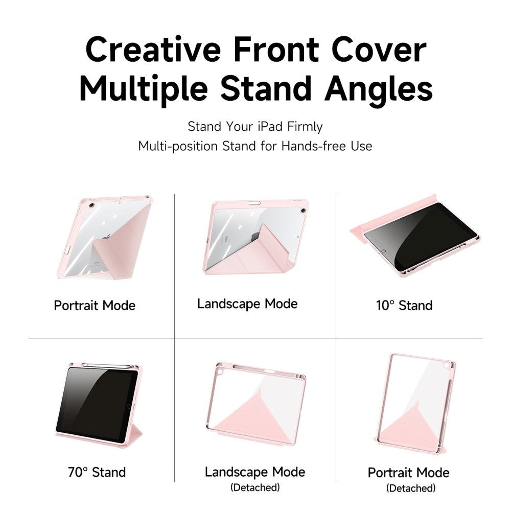 iPad 10,2" (2021 / 2020 / 2019) PU-skinn / plastdeksel - DUX DUCIS MAGI-serien - Gjennomsiktig / Rosa
