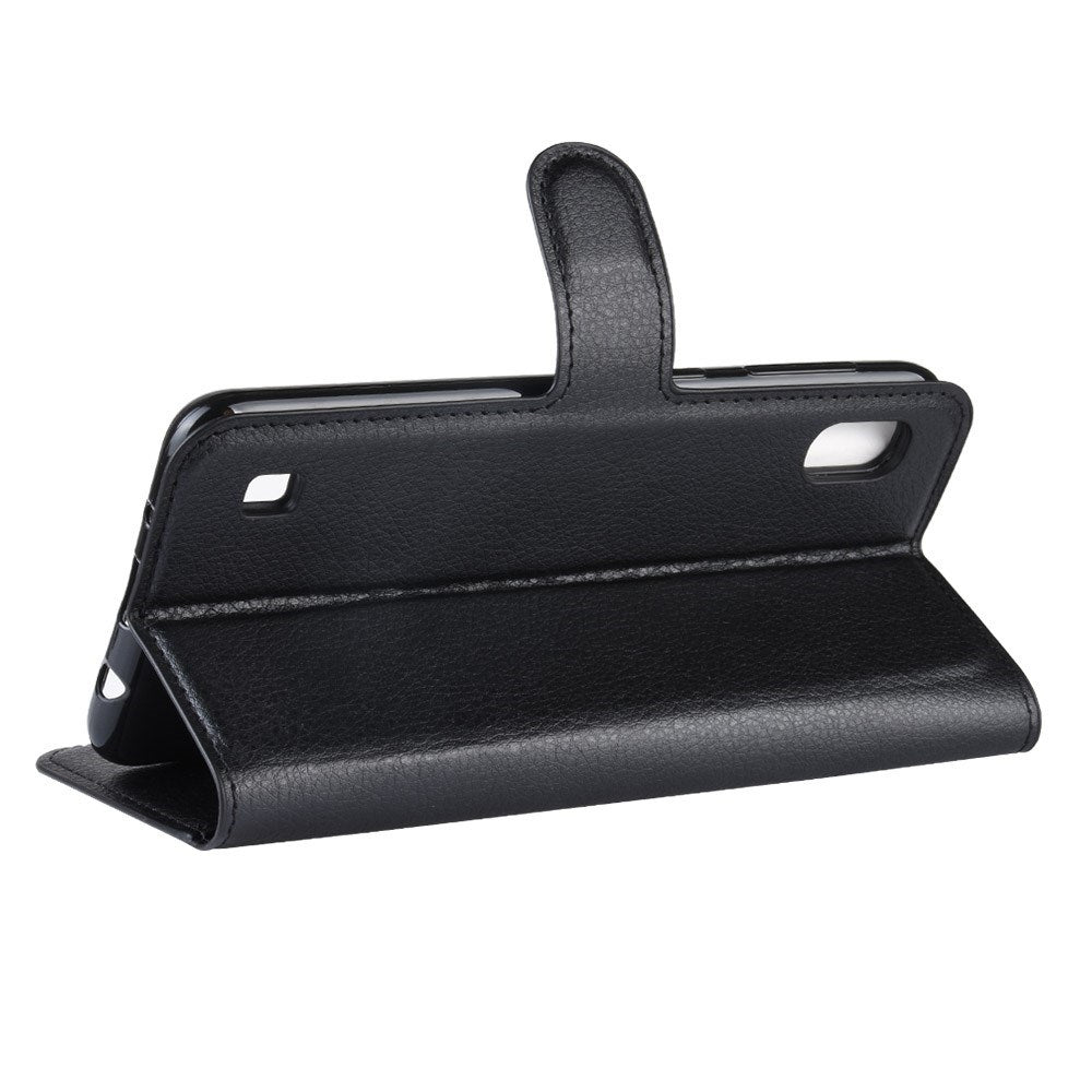 EIDERWOOD Samsung Galaxy A10 Litchi Kunstlæder Flip Cover m. Pung - Sort