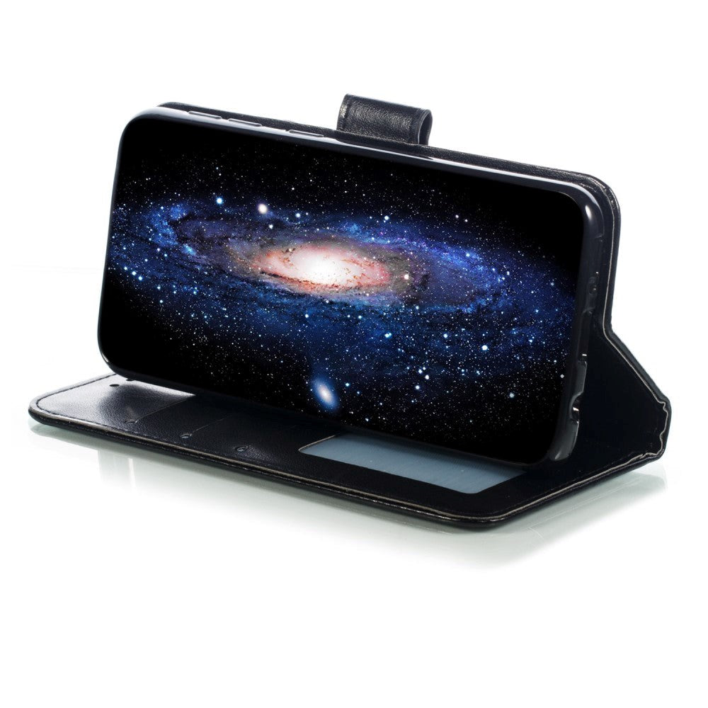 Samsung Galaxy A20e lærdeksel m. Lommebok Mandala Mønster Svart