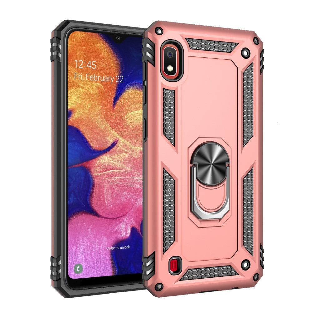 Samsung Galaxy A10 solid plastdeksel m. Fingerholder / Stativ - Rose Gold