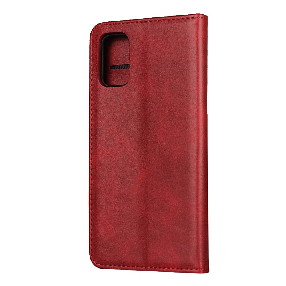 Samsung Galaxy A41 Leather Flip Cover m. Kortholder - Rød