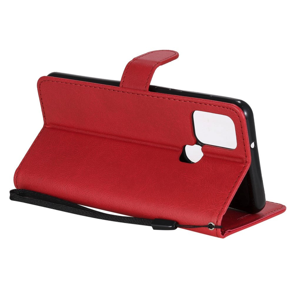 Samsung Galaxy A21s Flip-deksel i lær m. Lommebok og stropp - rød