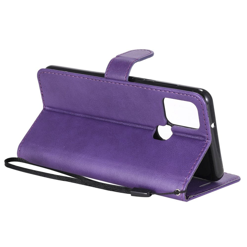Samsung Galaxy A21s Flip-deksel i lær m. Veske og stropp - Lilla