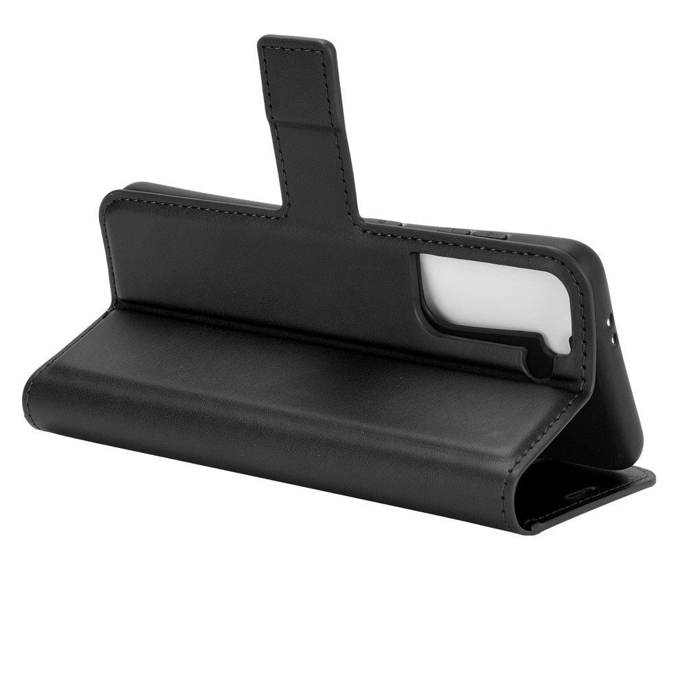 Samsung Galaxy S21 Leather Flip Cover m. Lommebok - Svart