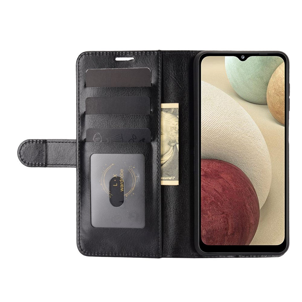 Samsung Galaxy A12 Neutral Leather Flip Cover m. Lommebok - Svart