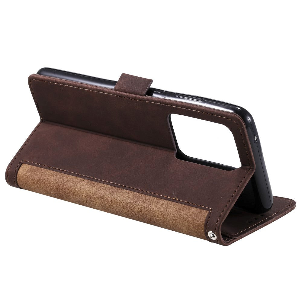 Samsung Galaxy S21 Ultra Retro Styling Lærdeksel m. Lommebok - Brun