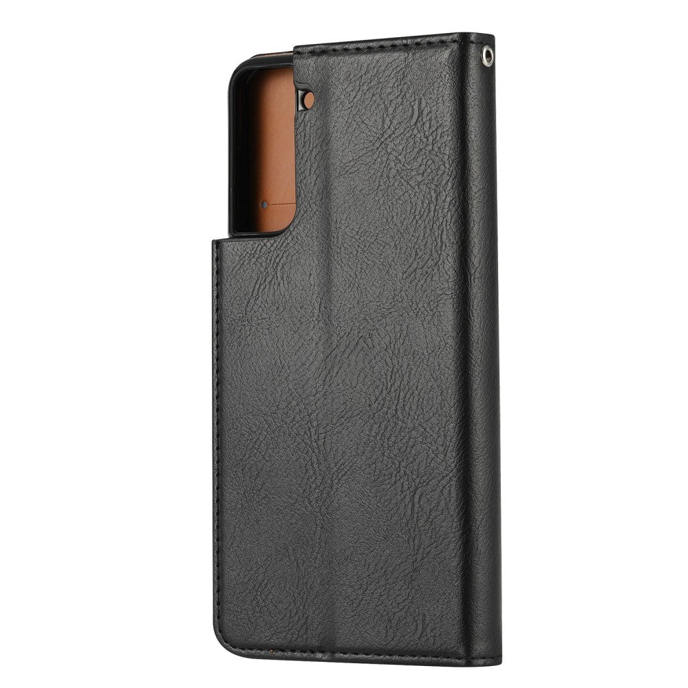 Samsung Galaxy S21+ (Plus) Læder Cover m. Udvendig Kortholder - Sort