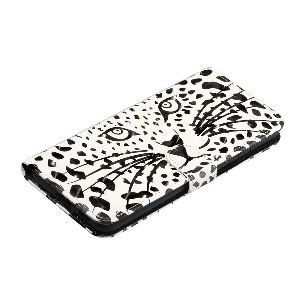 Samsung Galaxy S21+ (Plus) skinnende skinndeksel m. Lommebok - White Tiger