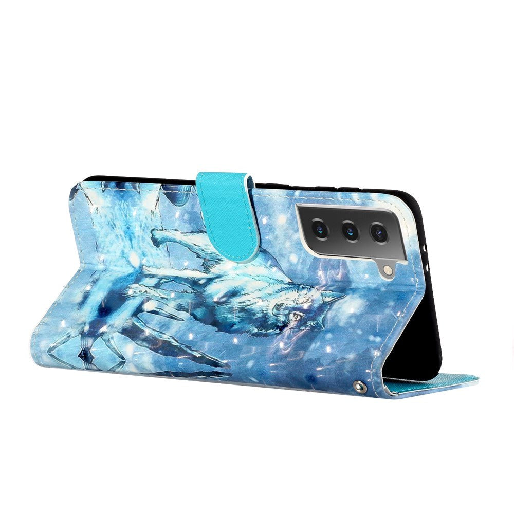 Samsung Galaxy S21+ (Plus) Skinnende Læder Cover m. Pung - Ulv