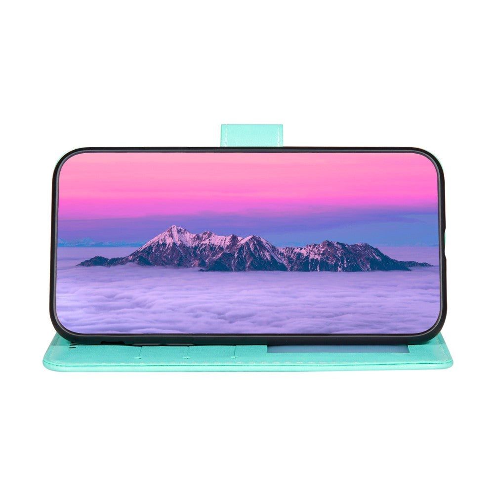 Samsung Galaxy S21+ (Plus) skinndeksel m. Lommebok - Flower Vine Imprint - Grønn