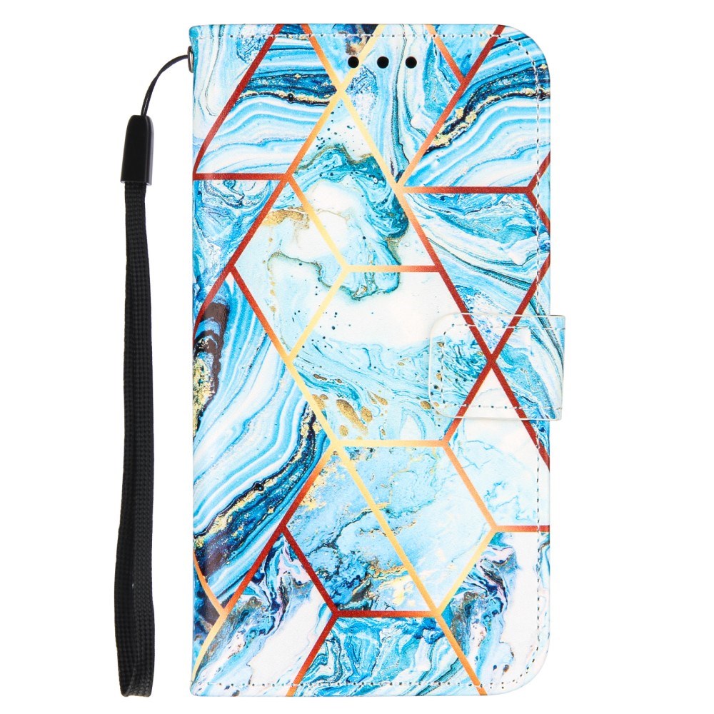 Samsung Galaxy A51 5G Marmor Cover m. Pung - HimmelBlå