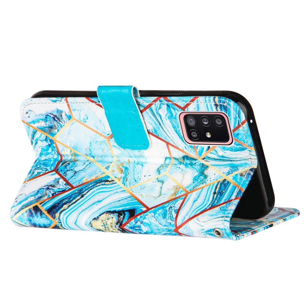 Samsung Galaxy A51 5G Marmor Cover m. Pung - HimmelBlå
