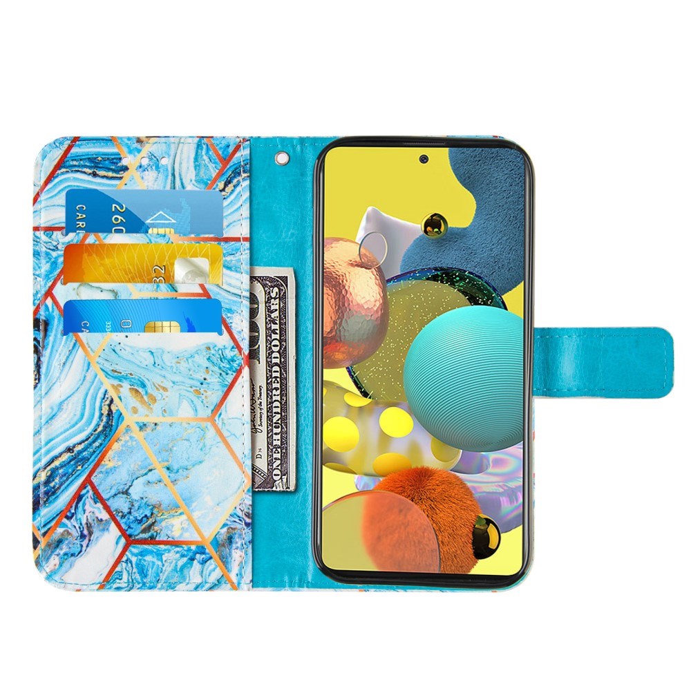 Samsung Galaxy A51 5G Marmor Cover m. Pung - HimmelBlå