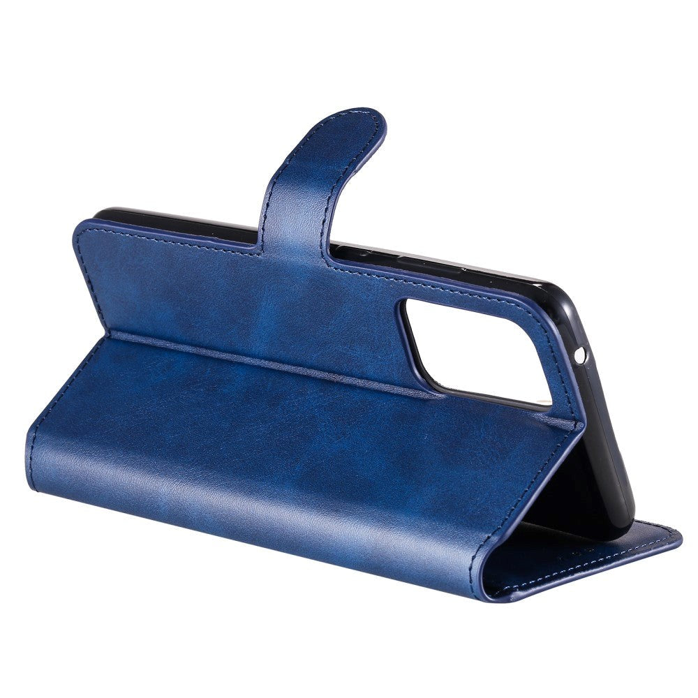 Samsung Galaxy A52s (5G) / A52 (4G / 5G) Blankt Læder Cover m. Kortholder & Ståfunktion - Blå