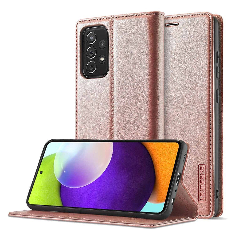 Samsung Galaxy A52s (5G) / A52 (4G / 5G) LC.IMEEKE Skinndeksel Flip m. Lommebok - Rose gull