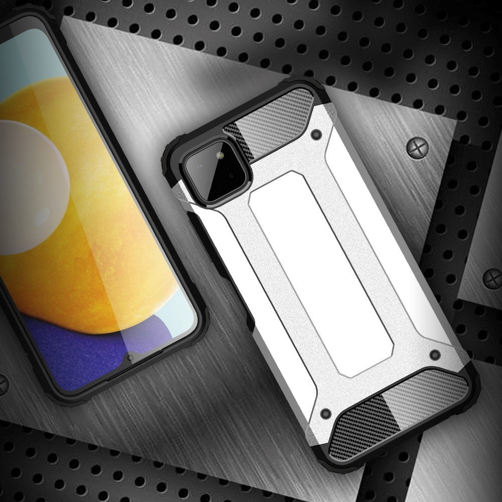 Samsung Galaxy A22 (5G) Armor Guard Håndværker Bagside Cover - Sølv