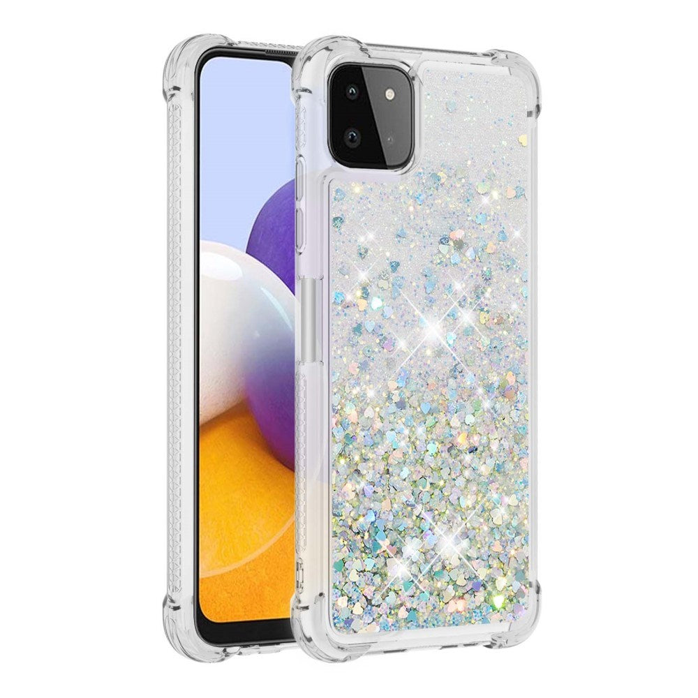 Samsung Galaxy A22 (5G) - EIDERWOOD Fleksibelt Plastik Cover m. Flydende Glimmer - Sølv
