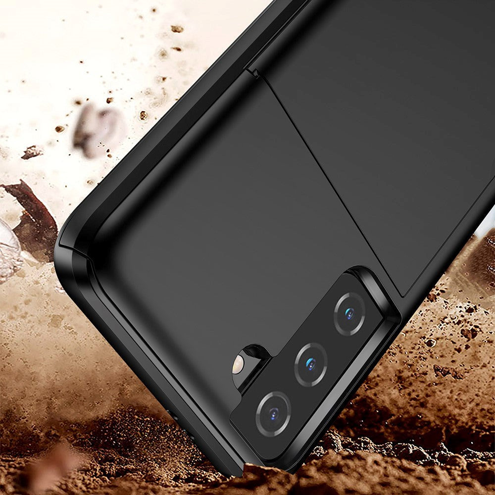 Samsung Galaxy S21 FE (5G) Hybrid Craftsman-deksel m. Kortholder - Sort