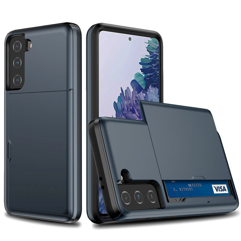 Samsung Galaxy S21 FE (5G) Hybrid Craftsman-deksel m. Kortholder - Blå