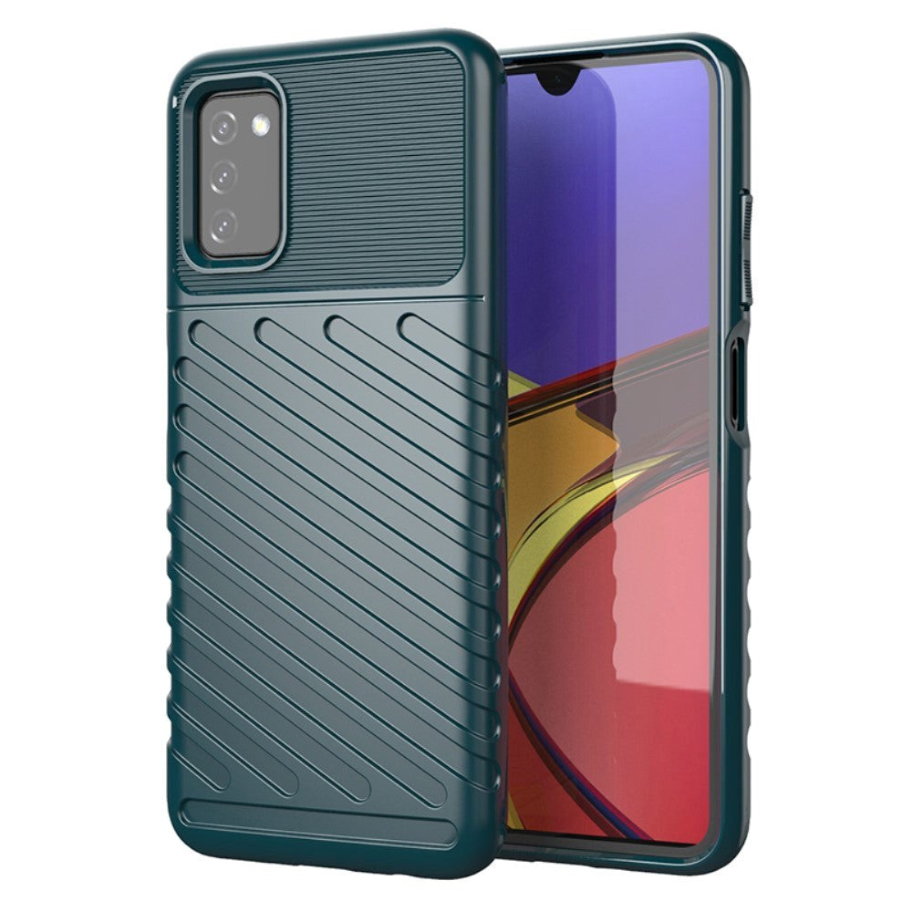 Samsung Galaxy A03s Thunder Series Twill Plastic Bakdeksel - Grønn