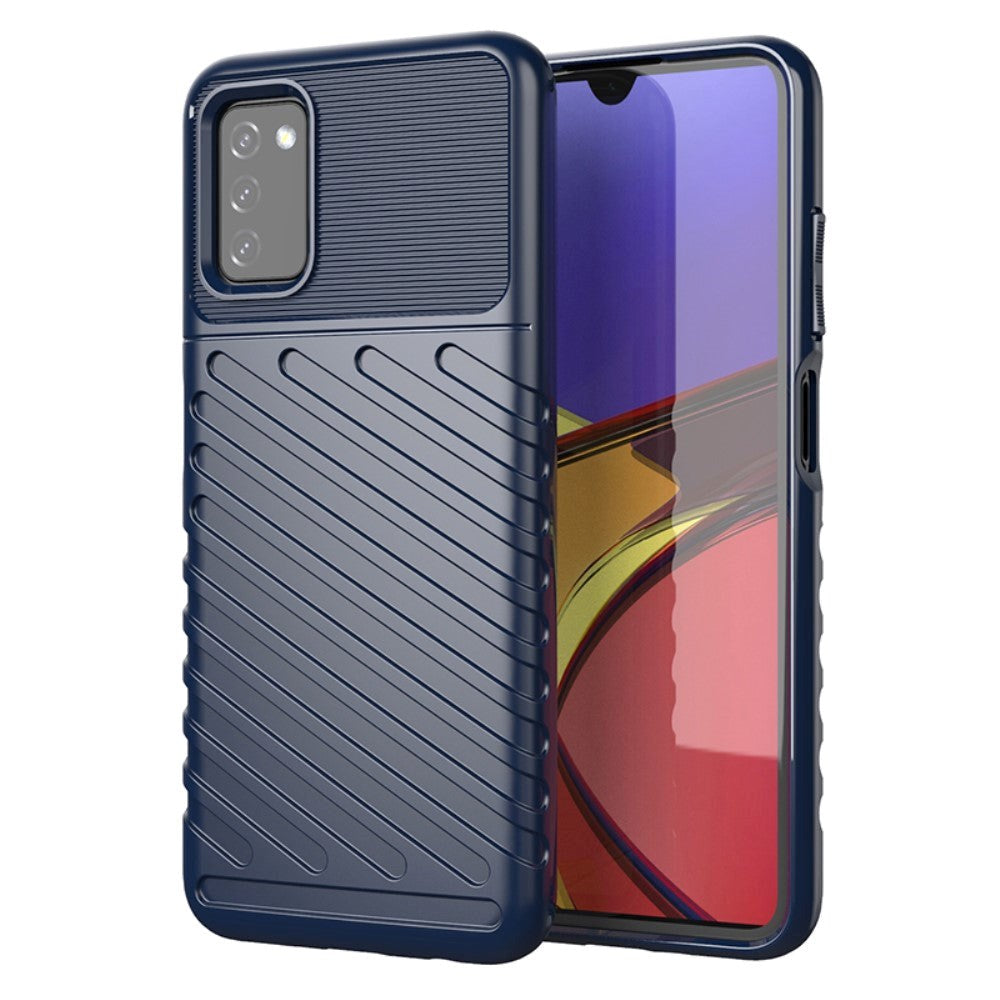 Samsung Galaxy A03s Thunder Series Twill plastbakdeksel - blå