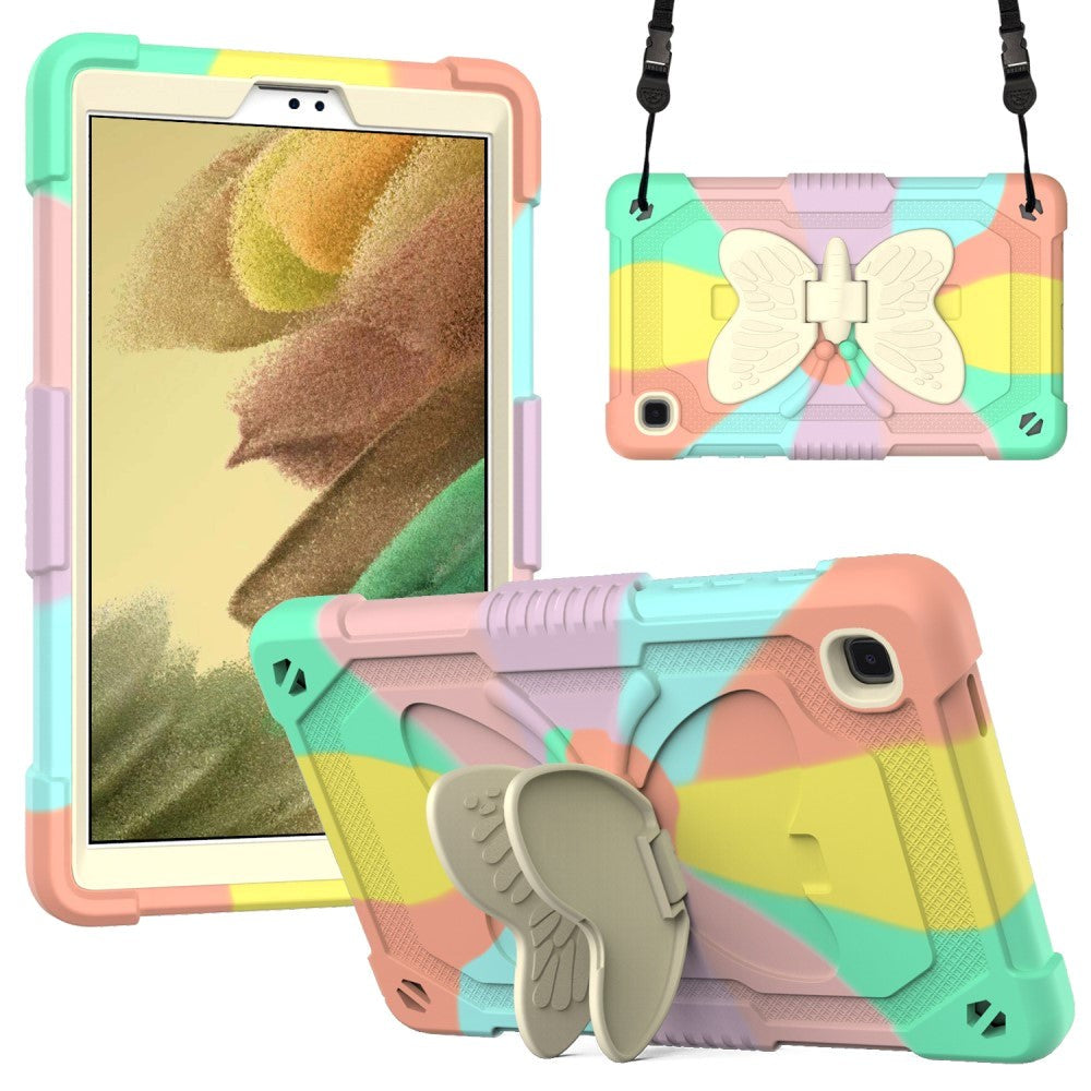 Samsung Galaxy Tab A7 Lite Butterfly Kickstand Kids Case - Grå / Rainbow V2