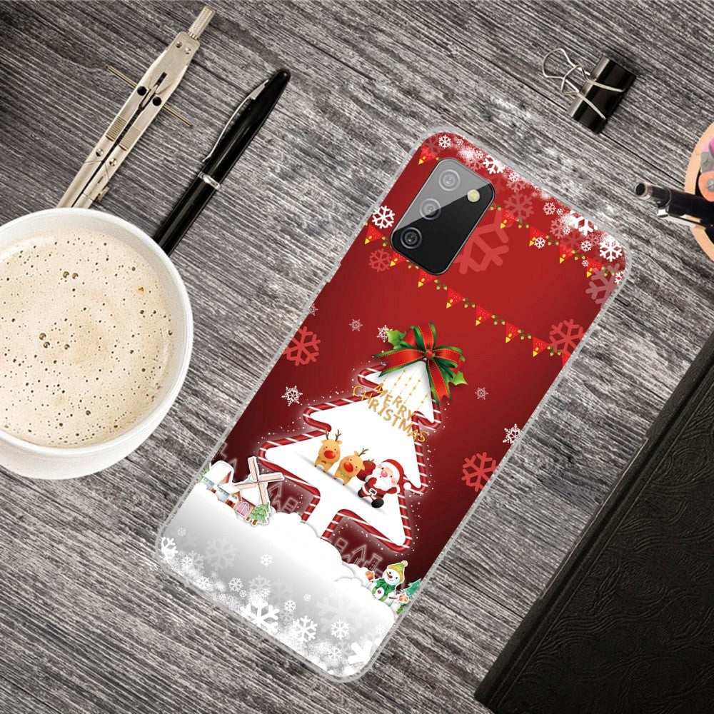 Samsung Galaxy A03s TPU plast juledeksel - god jul - juletre og snøflak